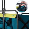 (FedEx pickup only) Collapsible Folding Wagon Utility Outdoor Camping Garden Cart with Adjustable Handle (Blue)