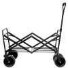 (FedEx pickup only) Collapsible Folding Wagon Utility Outdoor Camping Garden Cart with Adjustable Handle (Blue)
