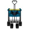 (FedEx pickup only) Collapsible Folding Wagon Utility Outdoor Camping Garden Cart with Adjustable Handle (Blue)