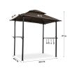 Outdoor Grill Gazebo 8 x 5 Ft, Shelter Tent, Double Tier Soft Top Canopy and Steel Frame with hook and Bar Counters, -Brown