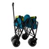 (FedEx pickup only) Collapsible Folding Wagon Utility Outdoor Camping Garden Cart with Adjustable Handle (Blue)