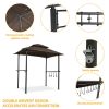 Outdoor Grill Gazebo 8 x 5 Ft, Shelter Tent, Double Tier Soft Top Canopy and Steel Frame with hook and Bar Counters, -Brown