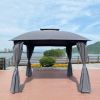 10x10 Ft Outdoor Patio Garden Gazebo Canopy, Outdoor Shading, Gazebo Tent With Curtains