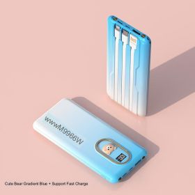 66W Comes With 3 Wires Super Fast Charge 20000mAh Power Bank Large Capacity Mobile Power (Option: Bear Gradient Blue-20000mAh)