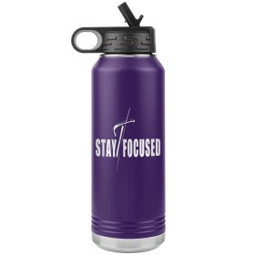 32oz Water Bottle Insulated, Stay Focused Print (Color: Purple)