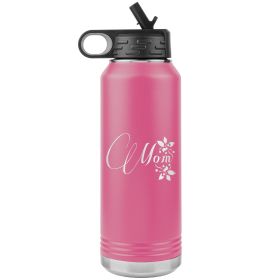 32oz Water Bottle Insulated, Mom Graphic (Color: Pink)