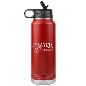 32oz Water Bottle Insulated, Prayer Warrior Print (Color: Red)