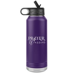 32oz Water Bottle Insulated, Prayer Warrior Print (Color: Purple)