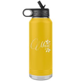 32oz Water Bottle Insulated, Mom Graphic (Color: Yellow)