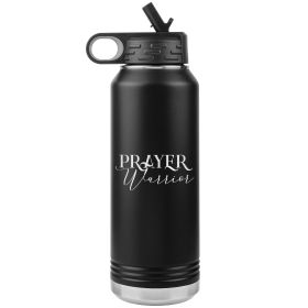 32oz Water Bottle Insulated, Prayer Warrior Print (Color: Black)