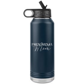 32oz Water Bottle Insulated, Phenomenal Mom Print (Color: Navy)