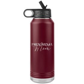 32oz Water Bottle Insulated, Phenomenal Mom Print (Color: Maroon)
