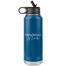 32oz Water Bottle Insulated, Phenomenal Mom Print (Color: Blue)