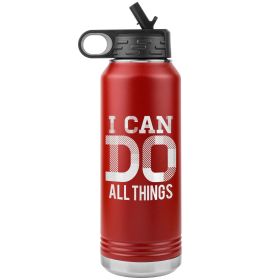 32oz Water Bottle Insulated, i Can Do All Things Print (Color: Red)