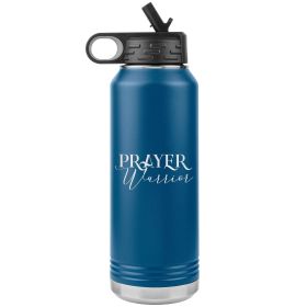 32oz Water Bottle Insulated, Prayer Warrior Print (Color: Blue)