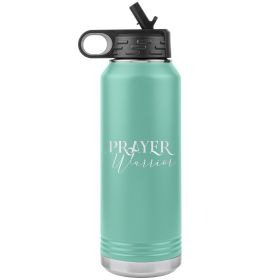 32oz Water Bottle Insulated, Prayer Warrior Print (Color: Teal)